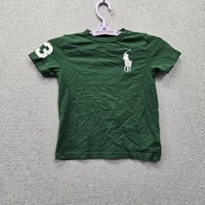 Polo Ralph Lauren Boys Shirt 5 Green Big Pony Logo Embroidered