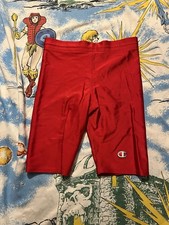 Vintage Rare Champion Spandex Shorts Large L Mens Made In USA Red Shimmer Dazzle