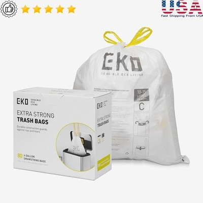 Heavy Duty Drawstring Trash Bags Leakproof 80 Count Strong Plastic Garbage Bags