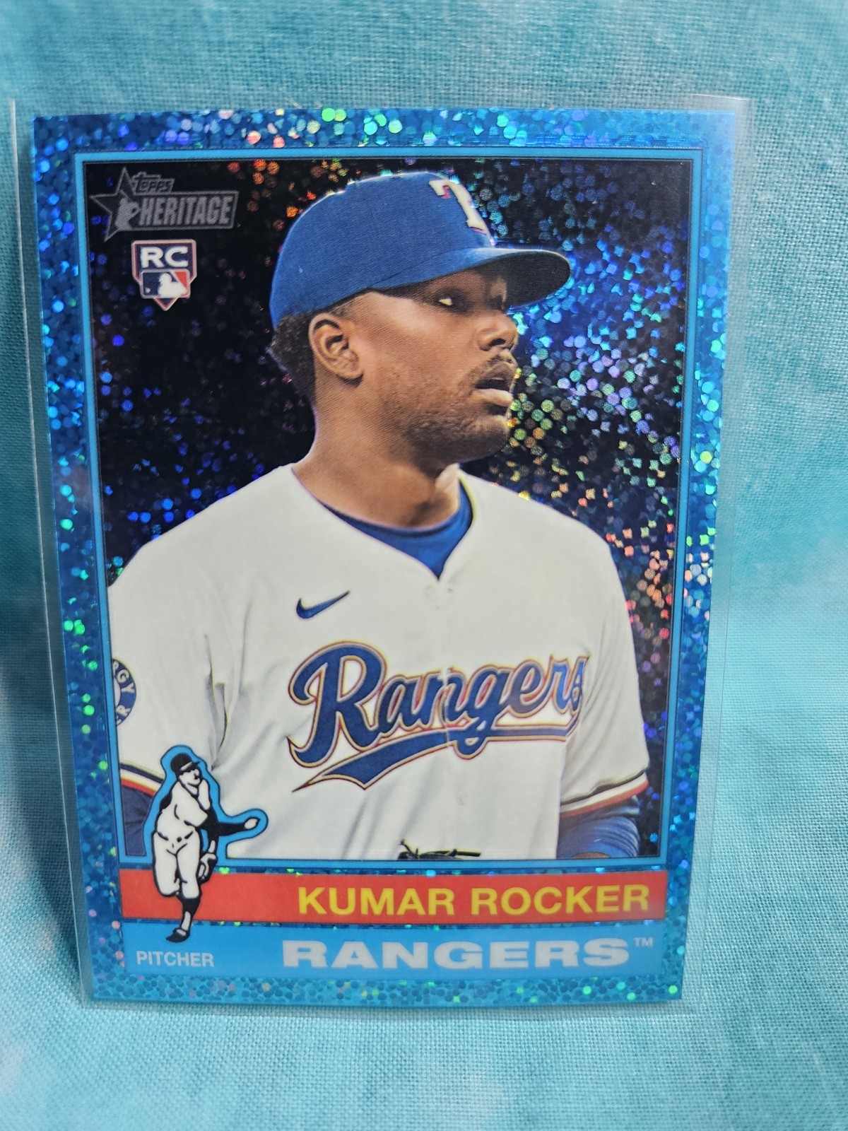2025 Topps Heritage Kumar Rocker #179 Chrome Light Blue Sparkle RC