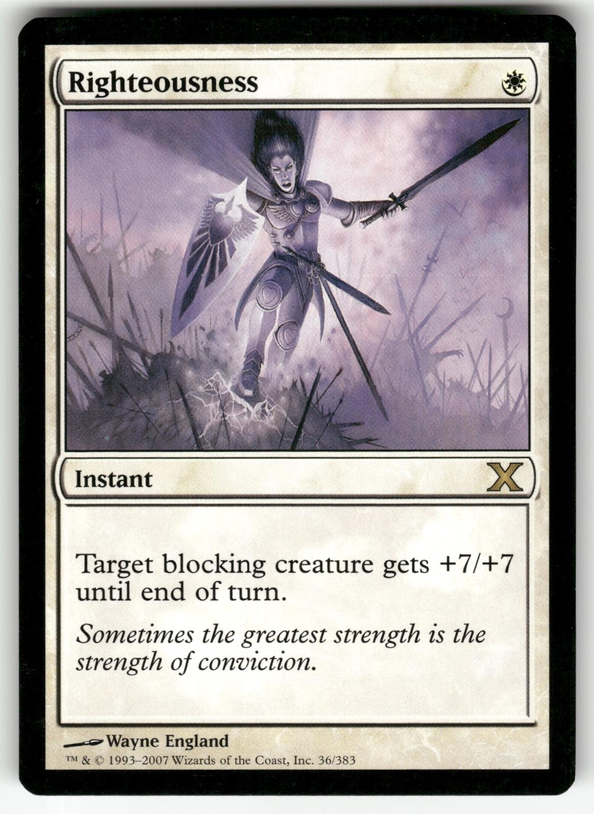 Righteousness 36 Rare 10th Edition Magic: The Gathering Near Mint