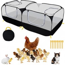Small Animal Playpen, Portable Chicken Run Coop with Detachable Bottom and Br...
