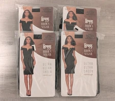 Lot Of 4 Leggs Brown Sugar Ultra Ultra Sheer XL Jet Black Control Top Pantyhose