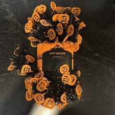 Halloween Garland 10ft Pumpkins Black And Orange