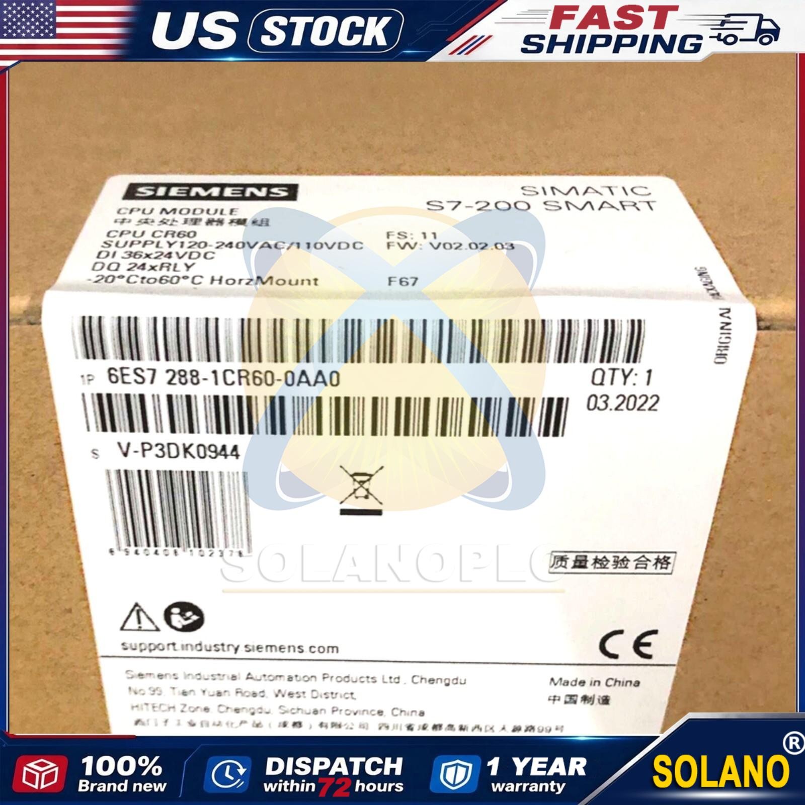 Smart Packaging Labelling New Siemens 6ES7288-1CR60-0AA0 6ES7 288-1CR60-0AA0 SIMATIC S7-200 SMART ...