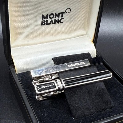 Original Montblanc Krawattennadel Mont Blanc zwei Stück Platin plated Onyx