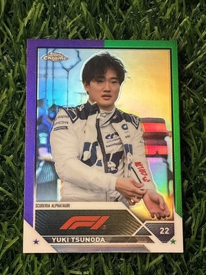 2023 Topps Chrome Formula 1 F1 Drivers Purple Green Refractor Yuki Tsunoda #56