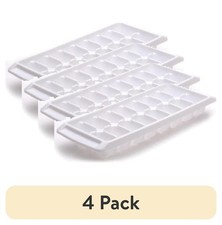 (4 pack) Rubbermaid&reg; Quick Release Ice Cube Tray, Plastic, White, Rectangular