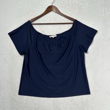Jude Connally Katie Top Womens Medium Navy Boat Neck Stretch Blouse Made In USA