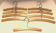 9 wood and metal children's clothing hangers 10" wide, notched VGC