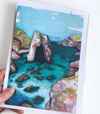 Cornwall Card Kynance Cove Beach Artist Drawn 100% Recycled Card Eco Handmade 