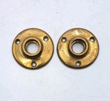Antique Escutcheon Rosettes Door Mission Brass Old Vintage Hardware Pair 