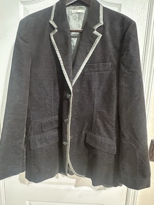 Marc Ecko Black / Grey Trim Men s XL Blazer / Suit Jacket Textured