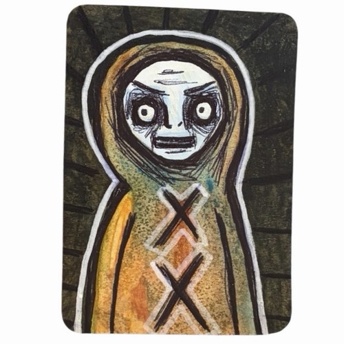 Original Watercolor Acrylic Painting Death Ghoul #1 ACEO art Horror Halloween