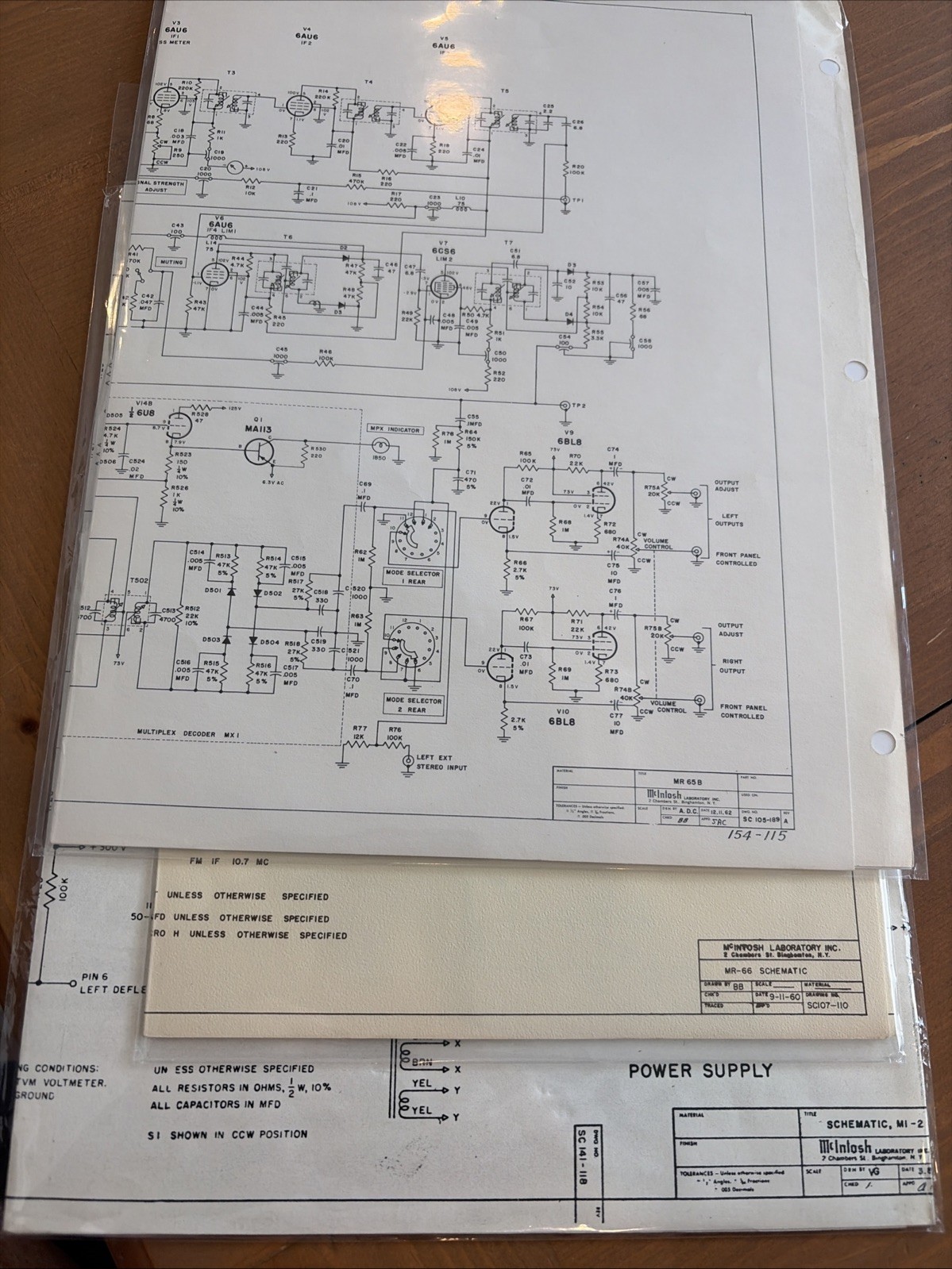 McIntosh Schematics ( Lot Of 3) See Description 
