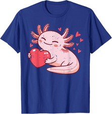 Valentines Day Axolotl Pink Heart Cute Love V-Day Unisex T-Shirt