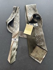 STEVEN LAND SILK TIE GREEN GOLD SATIN LUXURY TEXTURE 4"