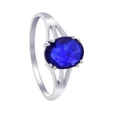 925 Sterling Silver Blue Sapphire Engagement Ring Size 8 for Women Solitaire Gem