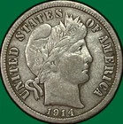 1914 Barber Dime Near Extremely Fine Near XF Coin #38542