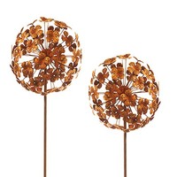 Gartenstecker Gartendekoration 2Er Set Dekostecker Rusty Flower Ball - H 110 Cm