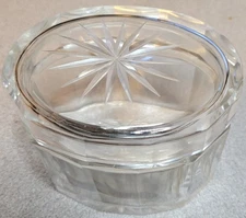 Vintage Cut Glass Dresser/Vanity Jar about 4.5 x 3 x 3