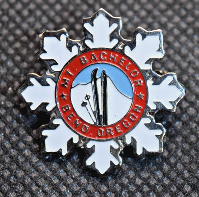 Mt Bachelor  Ski Resort Bend Oregon Snowflake Ski Lapel Pin