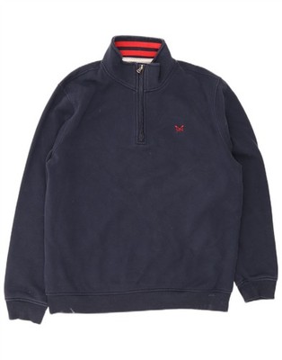 Crew Clothing Herren Zip Neck Sweatshirt Pullover XL Navy Blau Baumwolle ND09