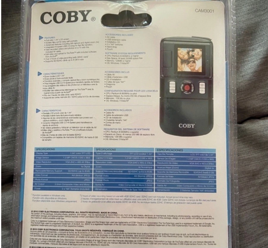 Videocámara digital COBY SNAPP tamaño de bolsillo zoom 4X CAM3001 2010 - NUEVA SELLADA  Foto 2 de 4