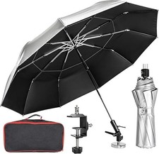 60" Wind-Resistant Magnetic Base Folding Umbrella - Adjustable for HVAC Use