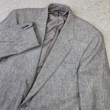 VTG Haggar Clothing Blazer Men 46 Gray Tweed Made In USA Sport Coat two button