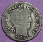 1901-S Barber Head Silver Dime - 10C - No Reserve!