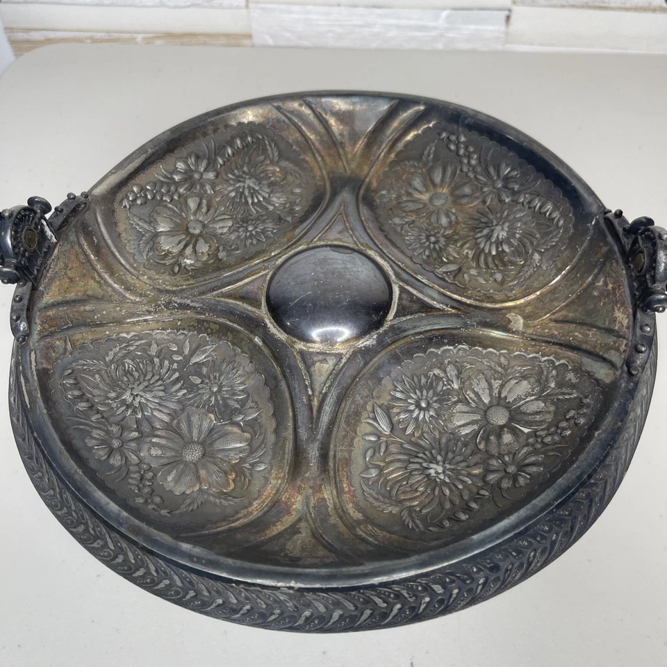 Antigua boda vintage plateada cesta de novia Roger’s & Bro 1927 Foto 2 de 4