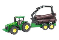 siku 1954, John Deere Traktor Mit ForstanhäNger, 1:50, Metall/Kunststoff, GrüN,