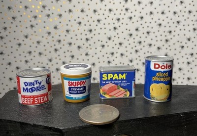 MINI BRANDS RETRO 4 ITEMS SPAM SKIPPY PB DINTY MOORE BEEF STEW PINEAPPLE