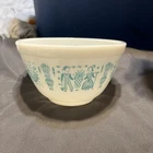Pyrex Amish Butterprint Mixing Bowl #401 Turquoise White, 1.5 PT, Vintage