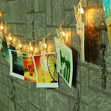 Battery Photo Clip Light 10 LED Peg Fairy String Lights Wedding Picture Hanging