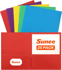 Folders with Pockets 25 Pack, Assorted Colors , 2 Pocket Folders Fit Letter Size