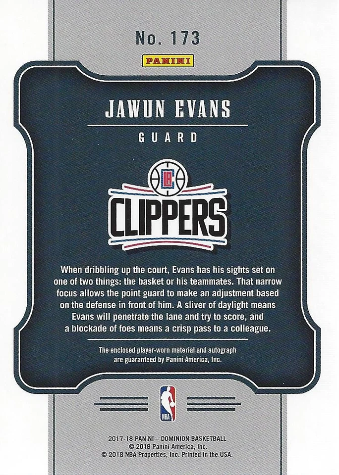2017-18 Panini Dominion Gold #173 Jawun Evans Auto /10 - BSK - Image 2 of 2