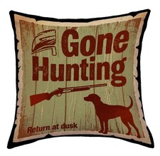 Hunting Theme Decorative Pillow Cover 18x18 inch,Vintage Style Gone Hunting D...