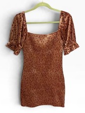 LULU'S Rusty Rose Fleur-ever Floral Print Velvet Smocked Mini-Length Dress Large