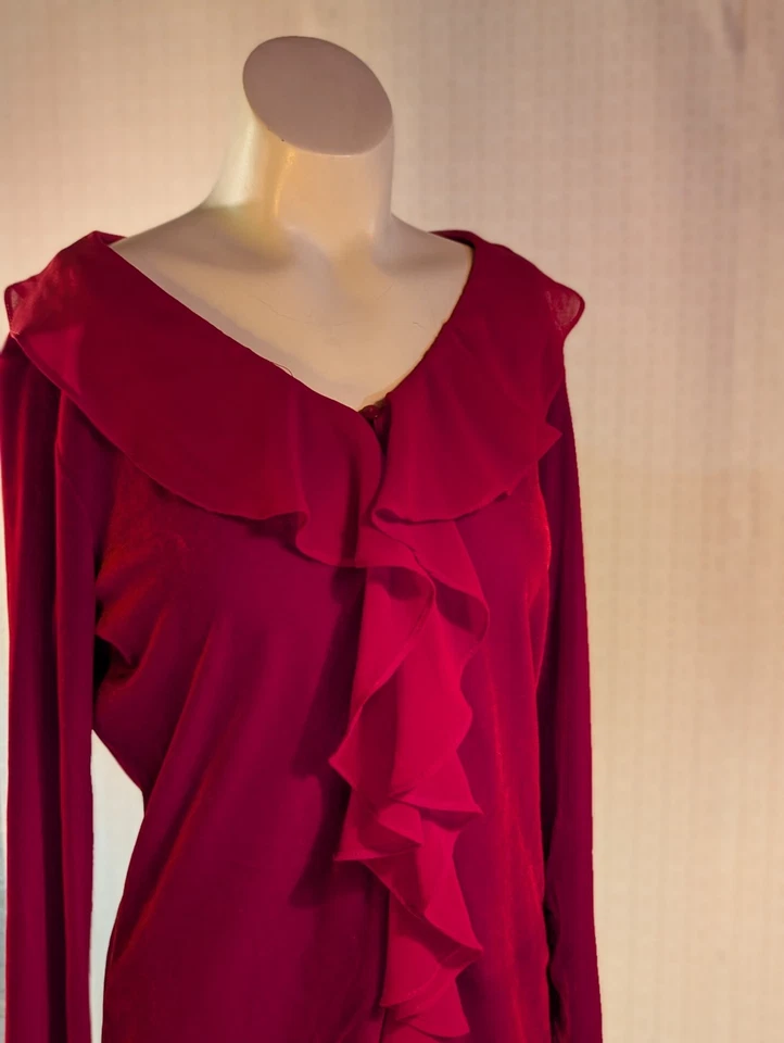 Top caprichoso terciopelo triturado vintage S rojo volantes gótico bruja años 90 Stevie Foto 3 de 4