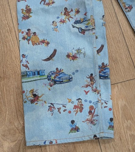 $960 Mens OFF-WHITE Fresco Print Straight Leg Jeans Multi 34 - Picture 8 of 13