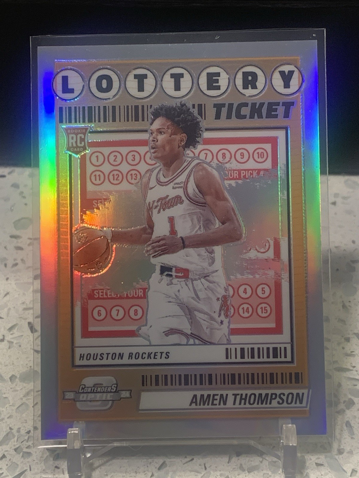 2023-24 Contenders Optic Amen Thompson Lottery Ticket Silver Prizm Rookie
