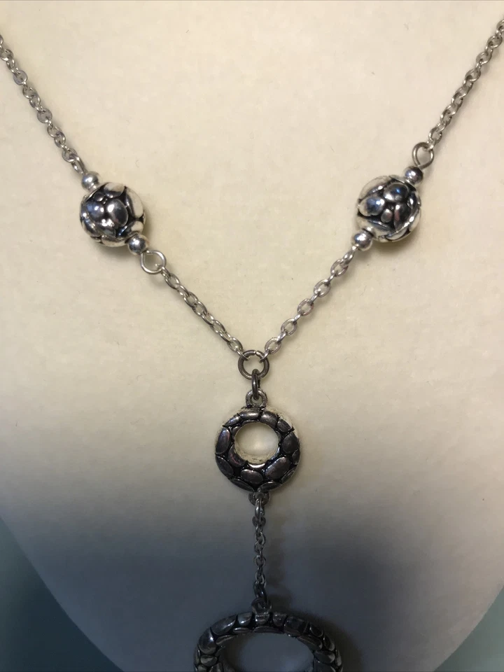 Collar Circular Ajustable Acero Inoxidable Guijarro Pulido y Enriquecido Gota en Y Foto 4 de 4