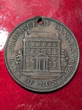 1844 BANK OF MONTREAL PROVINCE OF CANADA BANK  TOKEN HALF PENNY #488