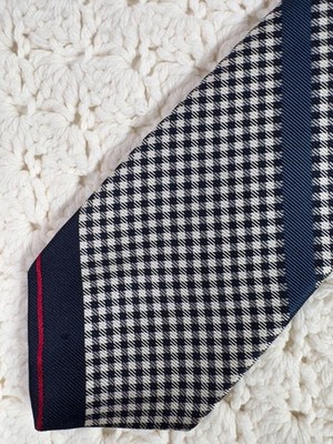 Vintage John Frederics Men's Silk Tie Checks Striped Red White Blue 3'' x 58'' EUC