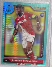 Topps Merlin Aurélien Tchouaméni aqua Rookie Card #17 AS Monaco UEFA 2021/22. rookie card picture