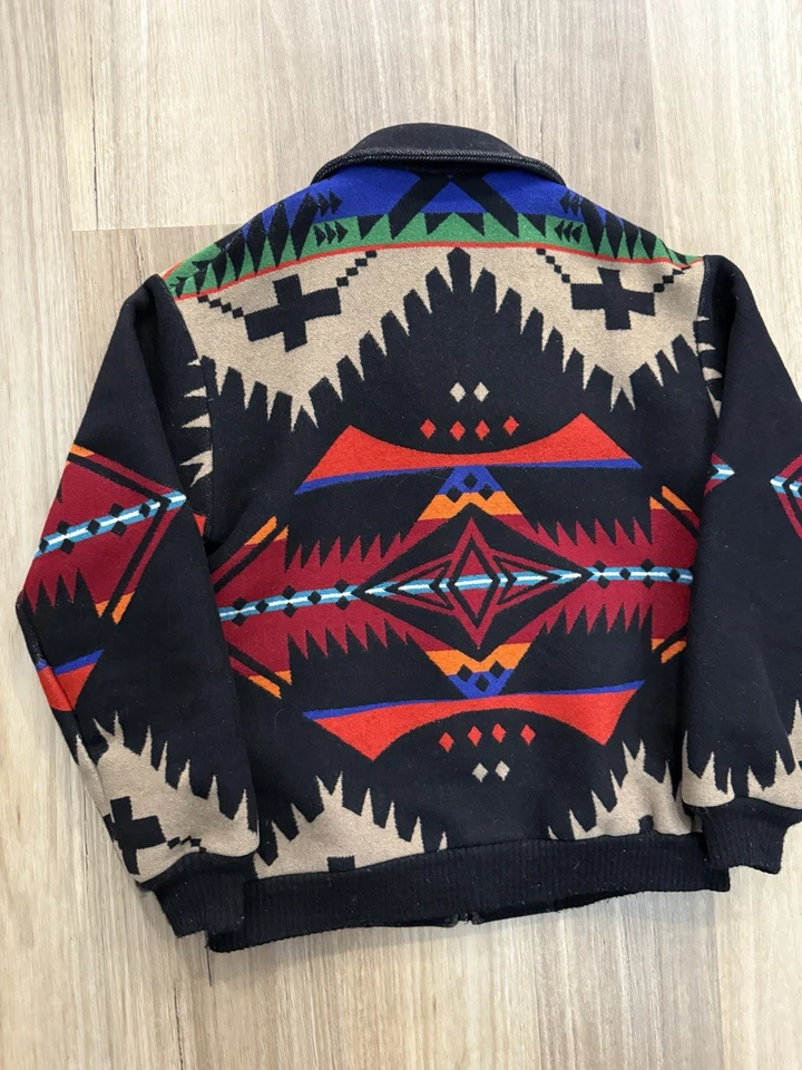 Vintage 90s Pendleton High Grade Western Wear Native Wool Aztec Jacket M Rare - Image 2 of 4