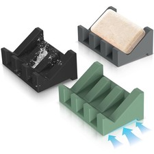 Silicone Soap Dish Set,3PCS Self Draining 3.8 x 2.8inch, 1gray,1black,1green