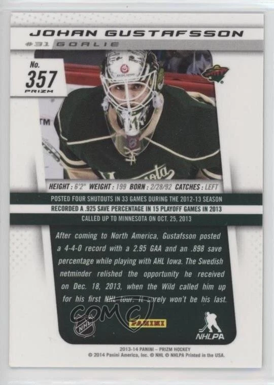 2013-14 Panini Rookie Anthology Update Silver Prizm Johan Gustafsson #357 RC - Image 2 of 2